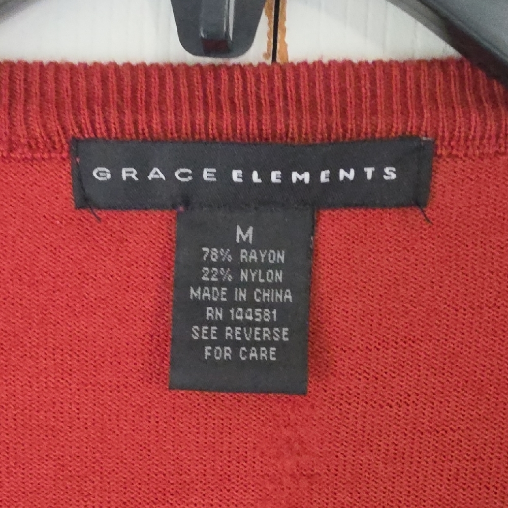 Grace Elements Rust Red Button-Front Cardigan - Picture 2 of 4